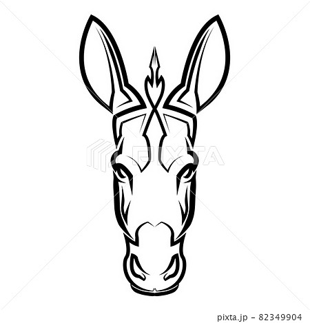 Black and white line art of donkey head. Good use for symbol, mascot, icon, avatar, tattoo, T Shirt design, logo or any design Black and white line art of donkey head. Good use for symbol, mascot, icon, avatar, tattoo, T Shirt design, logo or any design 82349904