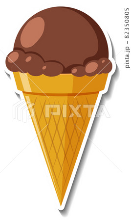 Chocolate ice-creame in the waffle cone sticker Chocolate ice-creame in the waffle cone sticker 82350805