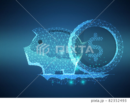 piggy bank with money coin futuristic low polygon piggy bank with money coin futuristic low polygon 82352493
