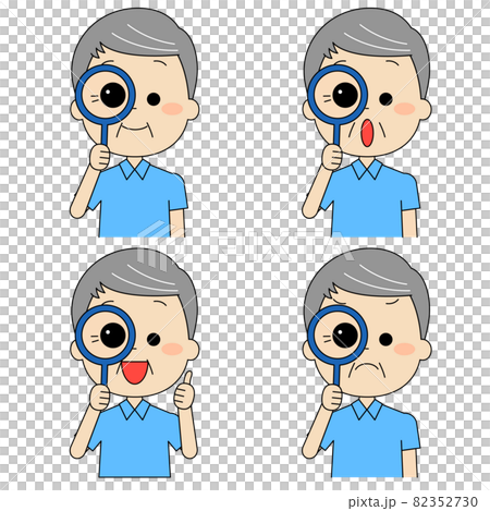 老人用放大鏡仔細觀察 82352730