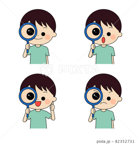 虫眼鏡で詳しく見ている男の子セット 虫眼鏡で詳しく見ている男の子セット 82352731