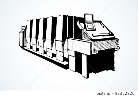 Modern printing press.Vector sketch 82352826