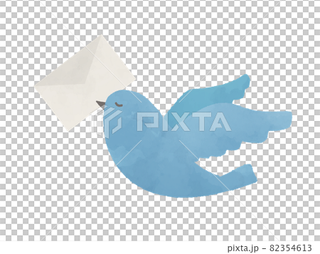 Illustration material: Flying blue bird and letter 82354613