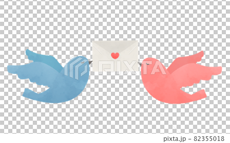 Illustration material: Flying blue bird and letter 82355018
