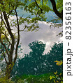 Reflection of clouds and trees in mountain lake on cloudy day 82356163