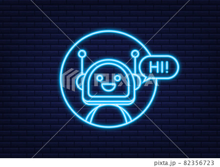 Robot neon icon. Bot sign design. Chatbot...のイラスト素材 [82356723] - PIXTA