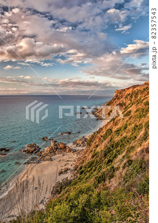 Coast of Calabria with azure sea and beautiful beaches in Vibo Valentia, Calabria, Southern Italy 82357543