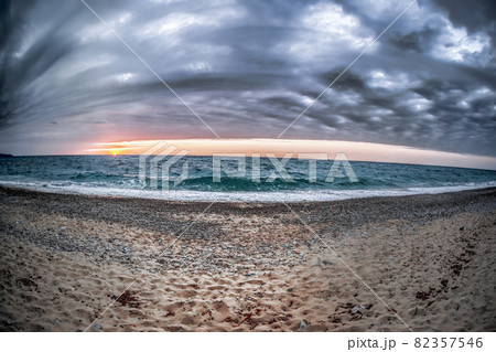 Amazing beach against colorful sunset in Calabria,Italy 82357546