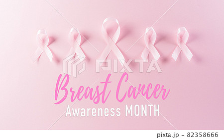 Pink ribbons on pastel background, Symbol of women's breast cancer awareness, Health care and medical concept. Pink ribbons on pastel background, Symbol of women's breast cancer awareness, Health care and medical concept. 82358666
