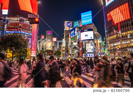 日本の東京都市景観 解除方針・宣言月末解除へ。脅威の予兆・夜の渋谷は今日も驚愕の人流＝9月27日 82360790