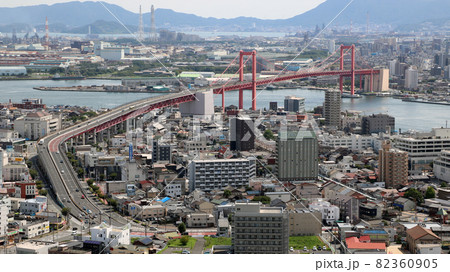 高塔山公園から見た若戸大橋（北九州市） 82360905