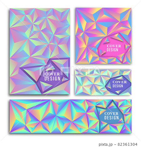 Abstract low poly 90s holographic card collection Abstract low poly 90s holographic card collection 82361304