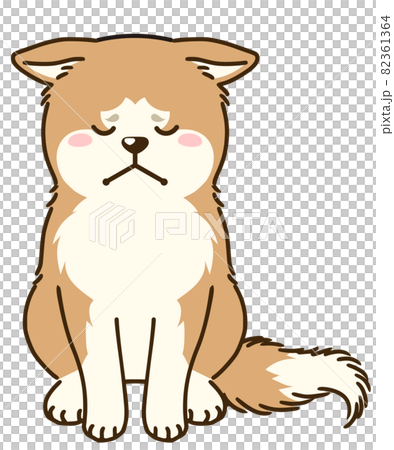 落ち込む秋田犬のイラスト素材