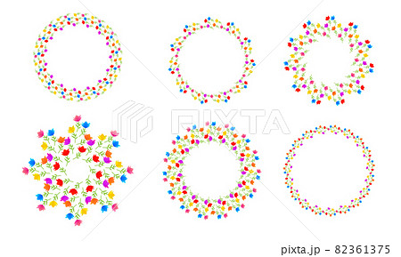 カラフルなきれいな花のリース 6種類 セット カラフルなきれいな花のリース 6種類 セット 82361375