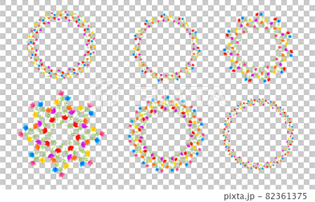 カラフルなきれいな花のリース 6種類 セット カラフルなきれいな花のリース 6種類 セット 82361375