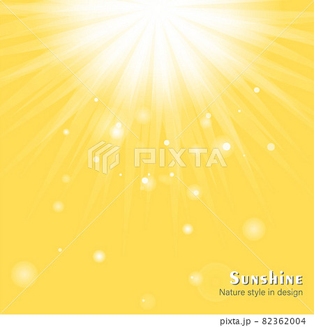 Dazzling sunshine sun rays with bokeh on yellow background. Beautiful sunny banner with sunburst sunbeams. Abstract colorful template vector illustration 82362004