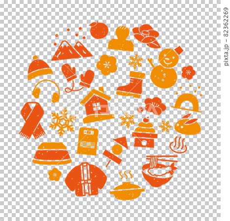 かわいい日本の年末・冬のアイコン かわいい日本の年末・冬のアイコン 82362269