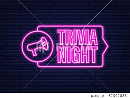 Megaphone with trivia night. Megaphone banner. Web design. Neon icon. Vector stock illustration. 82362888