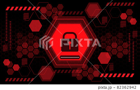 Red computer security display screen hexagon geometric black design modern futuristic technology vector background 82362942