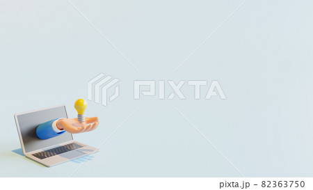アイデアひらめきのイメージ画像素材　電球の3Dイラスト　3Dレンダリング 82363750