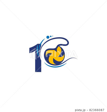 Number 1 logo and volleyball hit into the water waves vector Number 1 logo and volleyball hit into the water waves vector 82366087