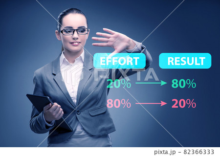 Businesswoman in pareto rule illustration Businesswoman in pareto rule illustration 82366333