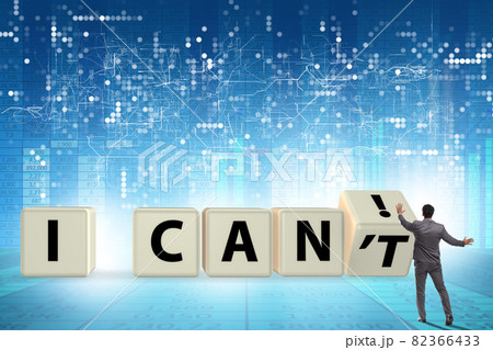 Determination concept with rotating cubes and businessman Determination concept with rotating cubes and businessman 82366433