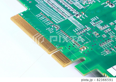 Close up PCI-express 8x card connector for interface with computer isolated on white background Close up PCI-express 8x card connector for interface with computer isolated on white background 82366591