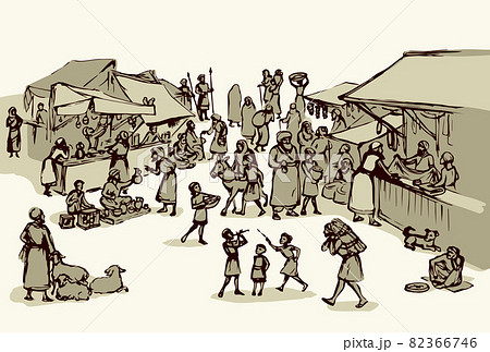 Old eastern market. Vector drawing 82366746