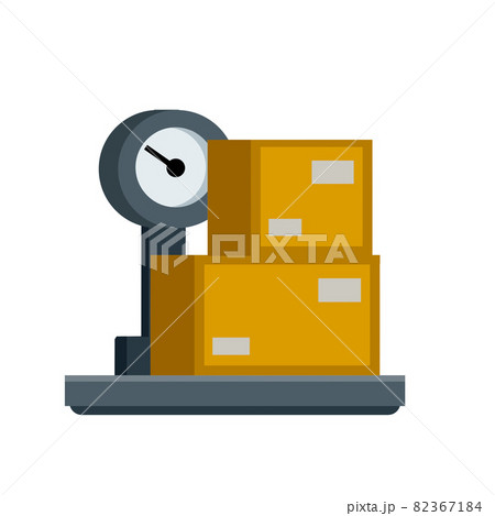 Box is on scale. Weighing of cargo and parcels. Logistics and delivery 82367184