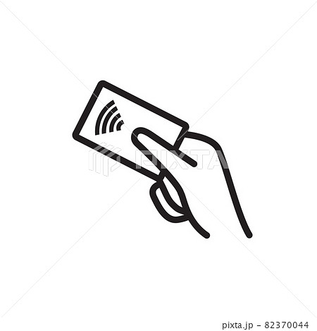 Contactless payment icon. Rfid wifi nfc payment vector symbol. Line cahless pay icon 82370044