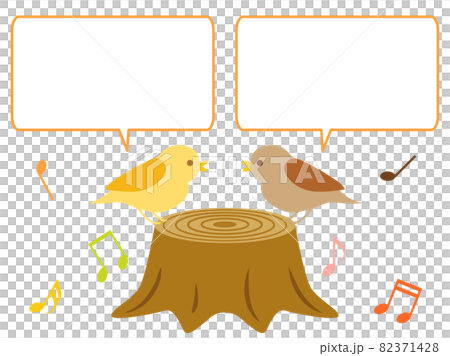 小鳥たちがお話をしているようなイラスト 82371428