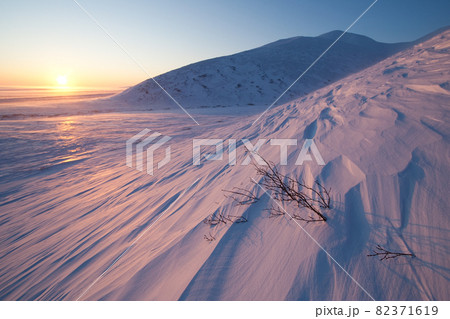 Winter sunset. Majestic arctic landscape. 82371619