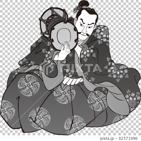 浮世絵　小鼓をうつ男性　その1 82371996