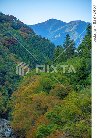 登仙橋からの眺め 三波石峡 秋の風景 紅葉の季節 登仙橋からの眺め 三波石峡 秋の風景 紅葉の季節 82372407