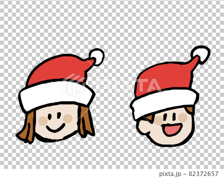 Illustration of boys and girls wearing Santa Claus hats 82372657