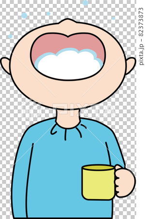 うがいをする男の子のイラストのイラスト素材