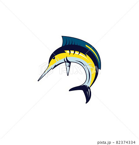 blue marlin fish icon illustration 82374334