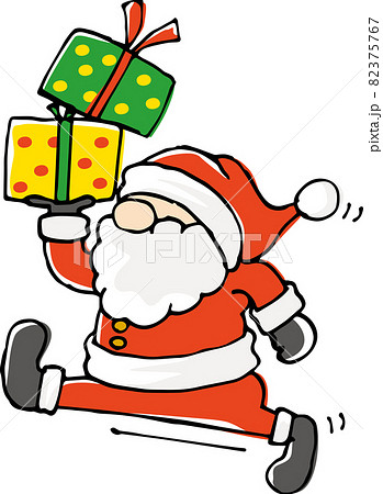 プレゼントを持って歩いているサンタクロースのイメージイラスト(手描き) プレゼントを持って歩いているサンタクロースのイメージイラスト(手描き) 82375767