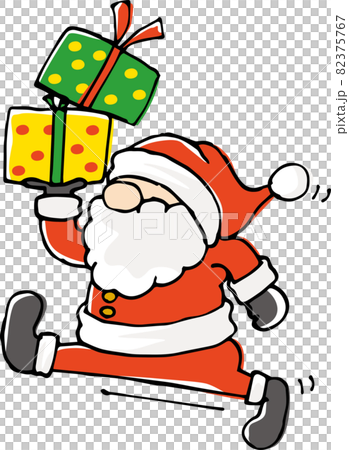 プレゼントを持って歩いているサンタクロースのイメージイラスト(手描き) プレゼントを持って歩いているサンタクロースのイメージイラスト(手描き) 82375767