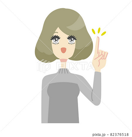 指差しでポイントを説明する女の子のシンプルイラストのイラスト素材