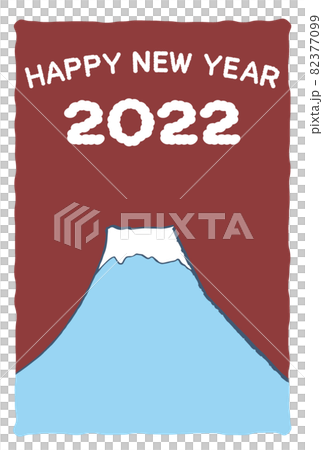 2022 New Year's card material with rough Mt. Fuji and Happy New Year characters 2022 New Year's card material with rough Mt. Fuji and Happy New Year characters 82377099