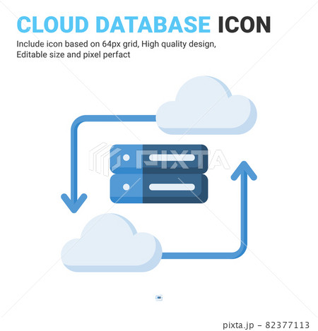 Cloud database icon vector with flat color style isolated on white background. Vector illustration data server sign symbol icon concept for digital IT, industry, technology, apps, web, UI and project Cloud database icon vector with flat color style isolated on white background. Vector illustration data server sign symbol icon concept for digital IT, industry, technology, apps, web, UI and project 82377113