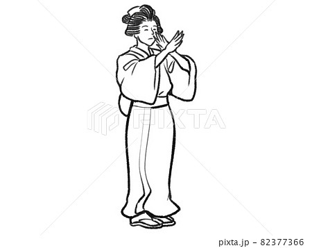 日本画タッチの手でバツを作る女性人物イラスト 82377366