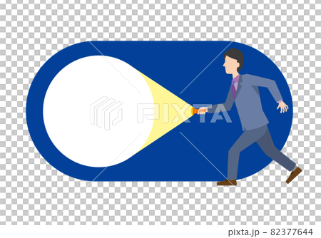 ライトを照らして何かを探す会社員男性 ライトを照らして何かを探す会社員男性 82377644