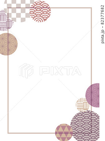 和柄円の枠線フレーム紫タテのイラスト素材 3776