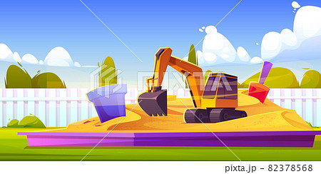 Sandbox on playground, kids sand box with toys Sandbox on playground, kids sand box with toys 82378568