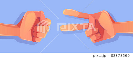 Hands in fist and victory symbol 82378569
