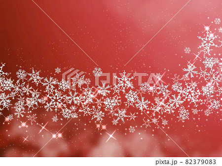 雪の結晶がライン状なった赤色の背景のイラスト素材 3790