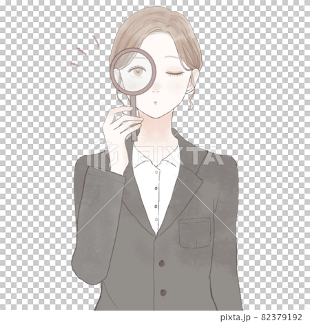 A woman in a suit checking with a loupe A woman in a suit checking with a loupe 82379192